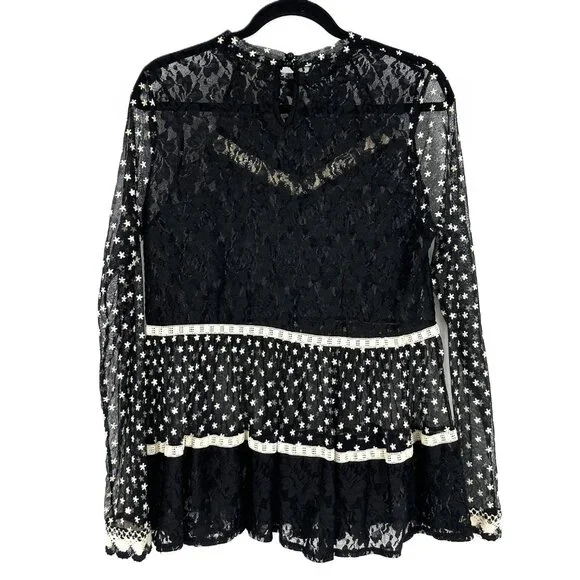 Anthropologie Black and White Lace Blouse - Picture 5 of 9
